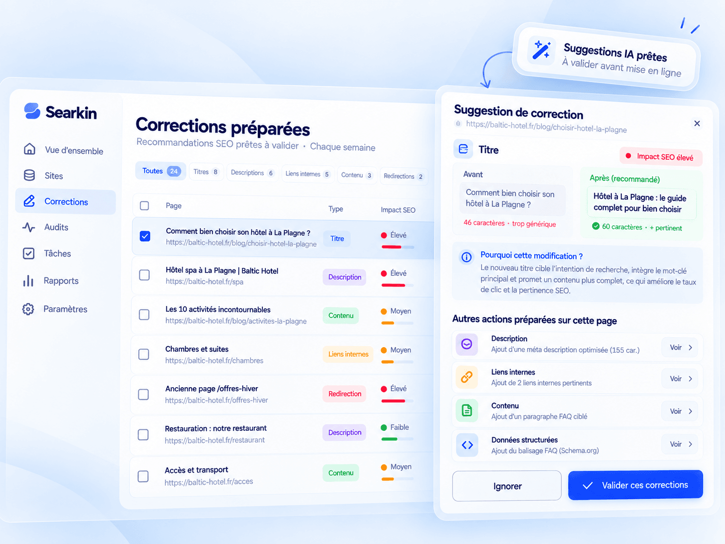 Corrections préparées par l’IA